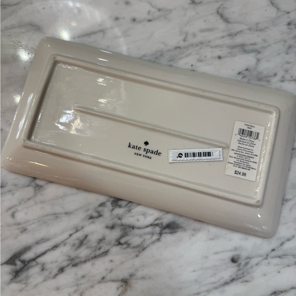 NEW NWT Kate Spade Floral Paintball Ceramic Tray Trinket Dish 10”x5” - Picture 3 of 3